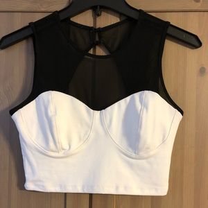 White Bebe crop top